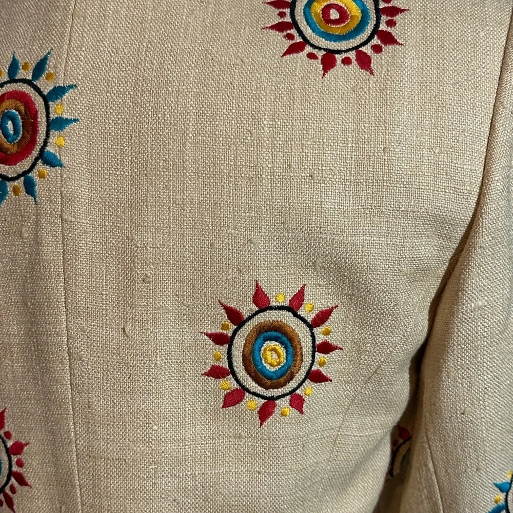 Stunning 100% silk Vintage Unique  Embroidered Cream blazer - Picture 12 of 15
